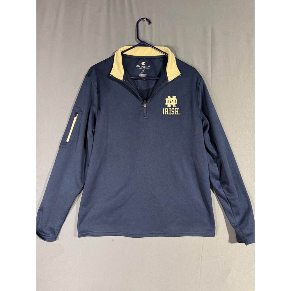 Colosseum Notre Dame Fighting Irish Mens Pullover 1/4 Zip Sweatshirt‎ Navy M